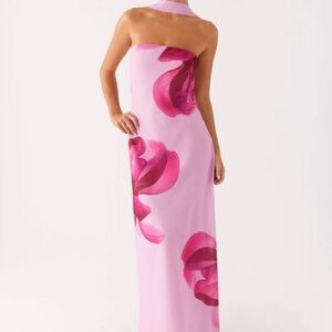Peppermayo Strapless Pink Floral Print Maxi Dress